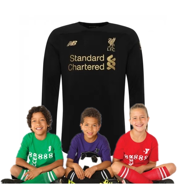 Kid's Liverpool Home Long Sleeve Goalkeeper Shirt 19/20(Black)